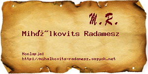 Mihálkovits Radamesz névjegykártya